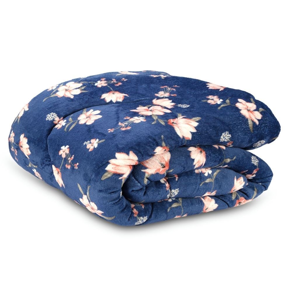 Edredom Queen Plush Inove Provence Havan Casa - Zoe Floral Azul