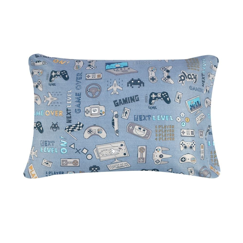 Fronha Avulsa Infantil Microfibra Havan Kids 1 Pç - Gaming Azul