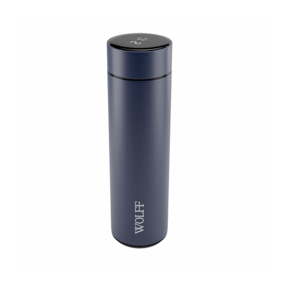 Garrafa Inox Com Termômetro Led Wolf 500 Ml - Azul