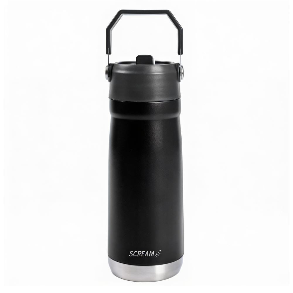 Garrafa Squeeze Térmica com Canudo 650Ml Scream - Preto