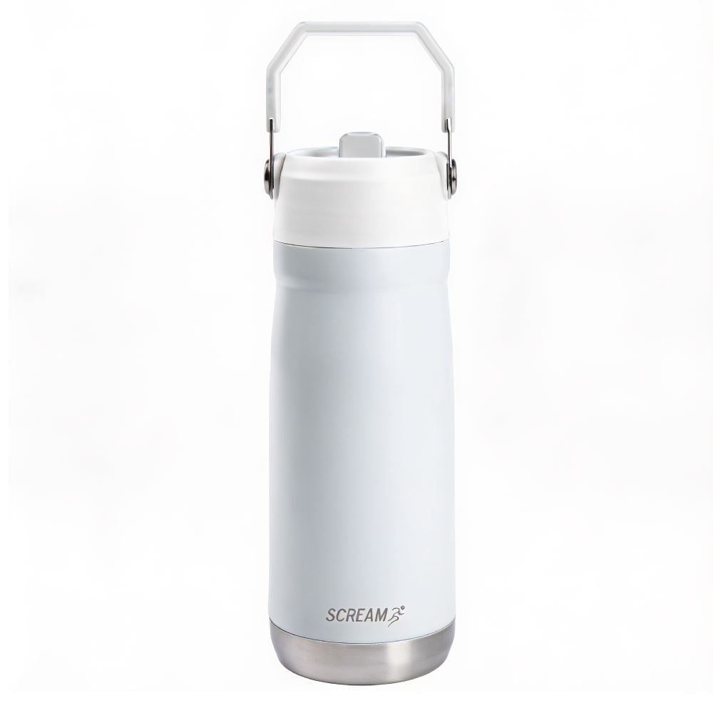 Garrafa Squeeze Térmica com Canudo 650Ml Scream - Branco