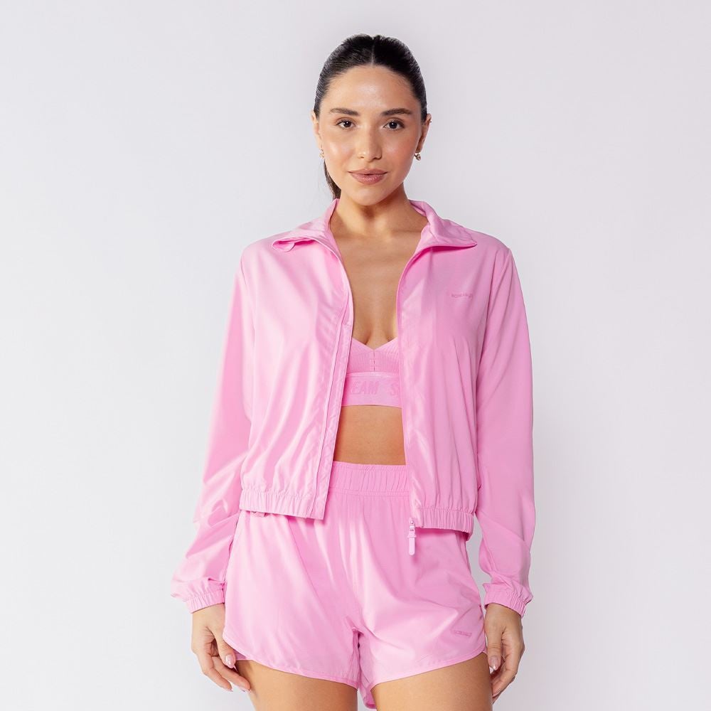 Jaqueta Corta Vento Feminina Esportiva Scream Rosa
