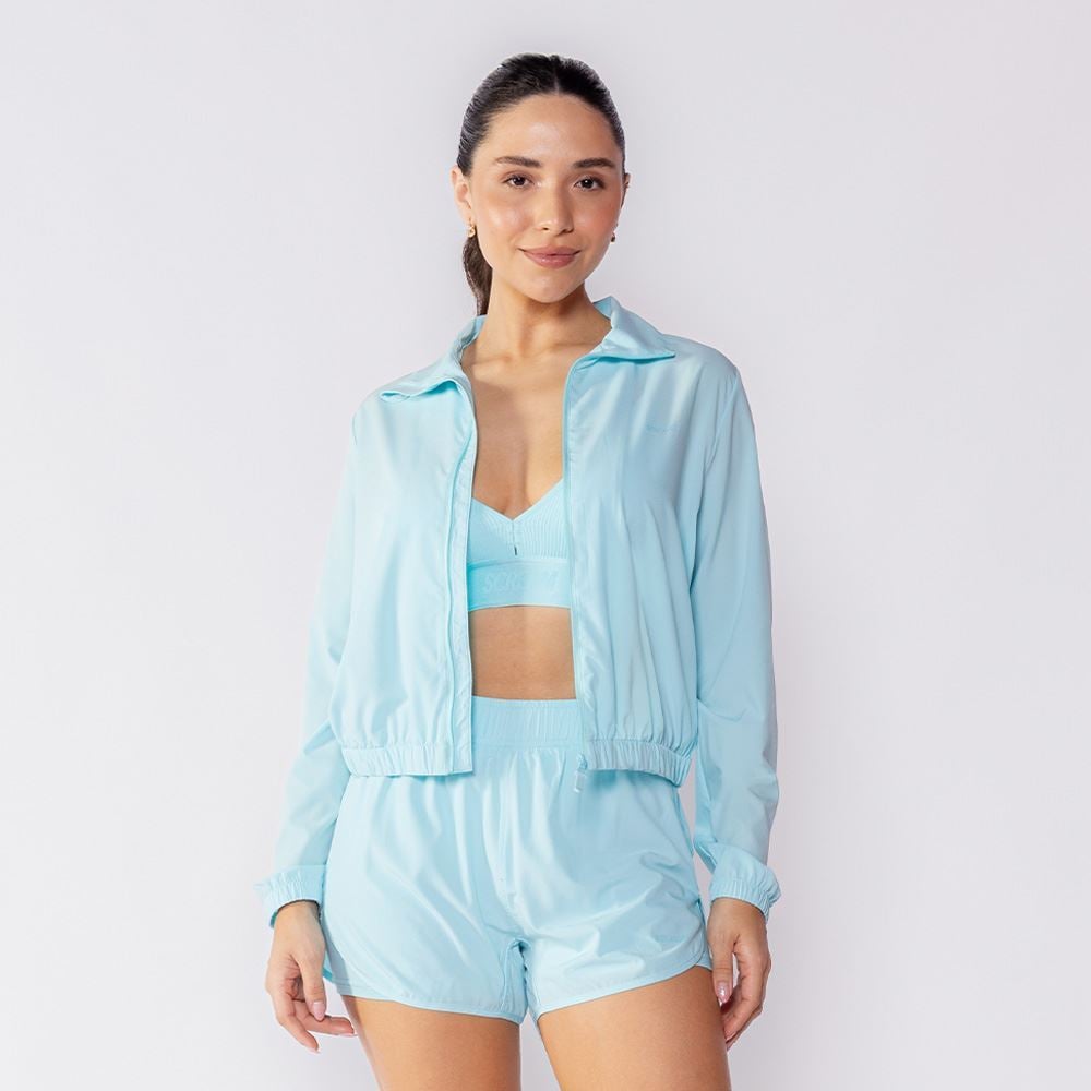 Jaqueta Corta Vento Feminina Esportiva Scream Azul Acqua
