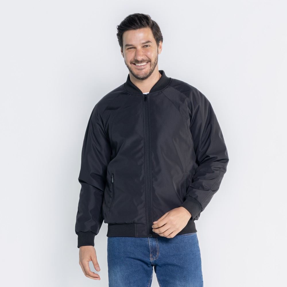 Jaqueta Masculina Bomber De Microfibra Thing Preto