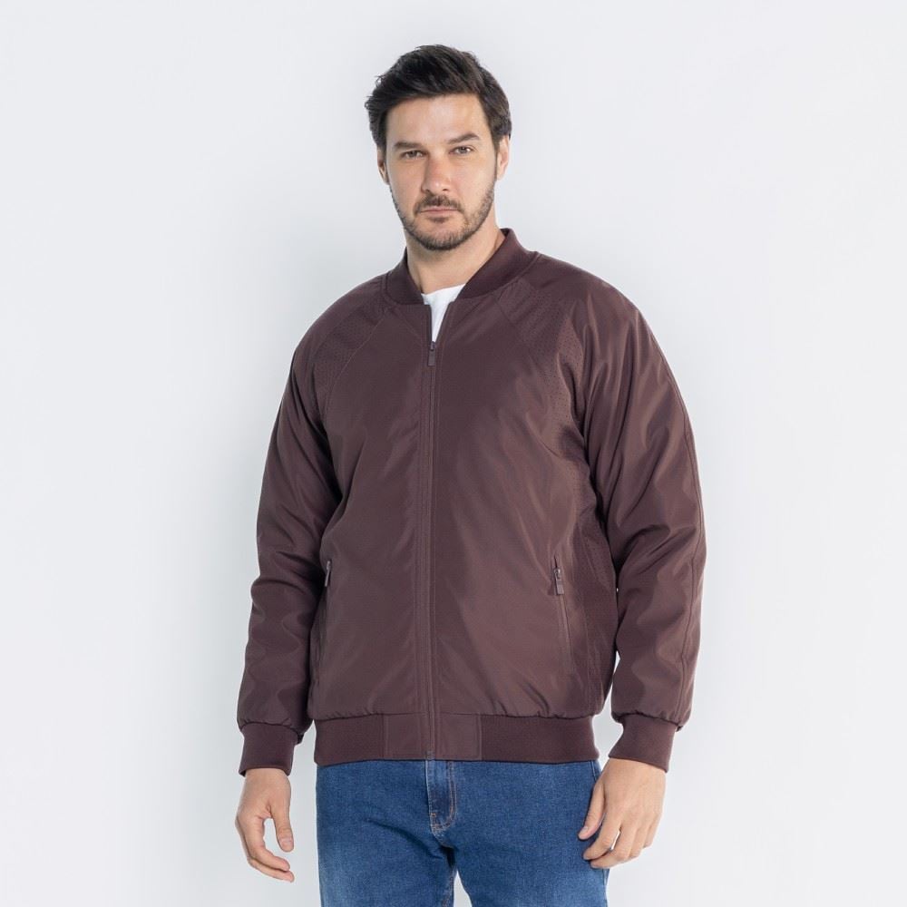 Jaqueta Masculina Bomber De Microfibra Thing Marrom 19-1518