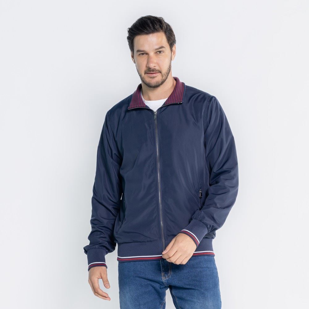 Jaqueta Masculina Corta Vento de Nylon Marc Alain Azul Marinho