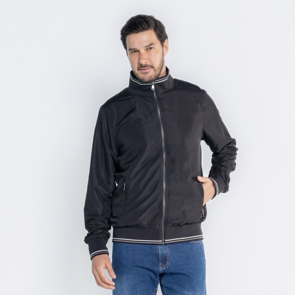 Jaqueta Masculina Corta Vento de Nylon Marc Alain Preto