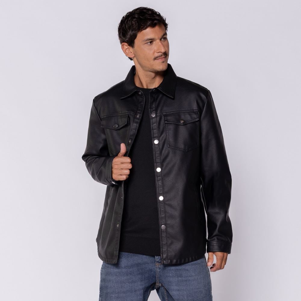 Jaqueta Masculina Em PU Thing Preto