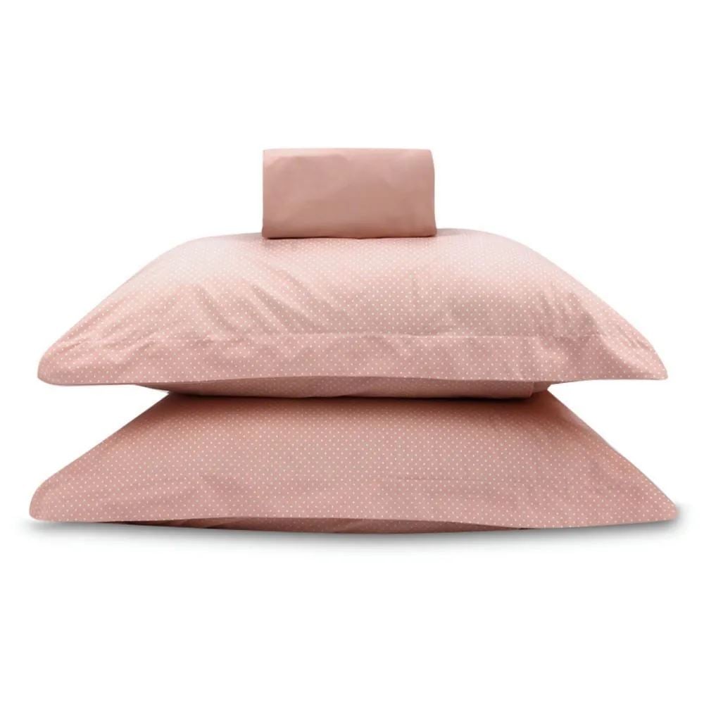 Jogo de Cama Casal 3 Peças Buona Fortuna - Poa Rosa