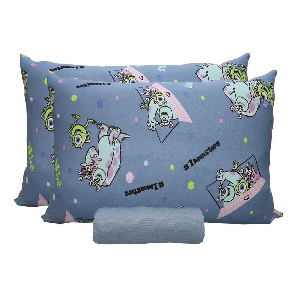 Jogo de Cama Casal Disney Portallar 3 pçs - Sulley e Mike Azul