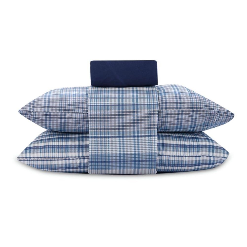 Jogo de Cama Casal Elegance Havan Casa 4 pçs - Jack Xadrez Azul