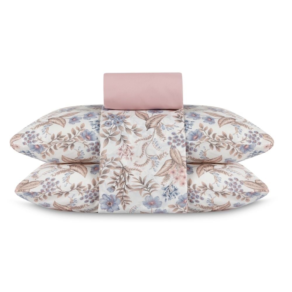 Jogo de Cama Casal Elegance Havan Casa 4 pçs - Giardino Bloom Rosa