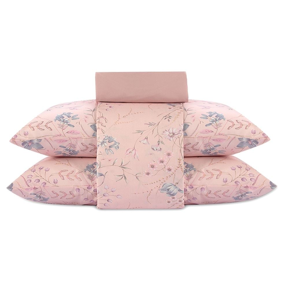 Jogo de Cama Casal Elegance Havan Casa 4 pçs - Antique Boeme Rosa