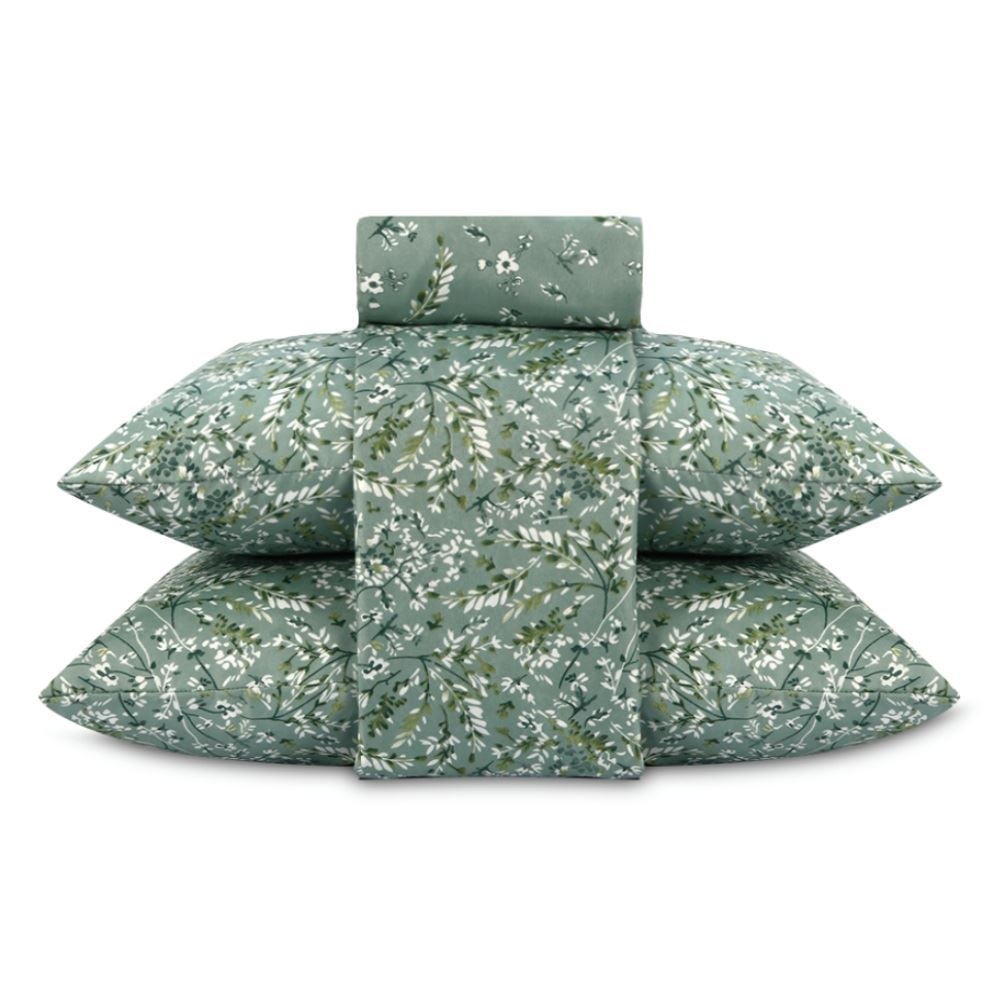 Jogo de Cama Casal Napoli Havan Casa 4 pçs - Garden Folhas Verde