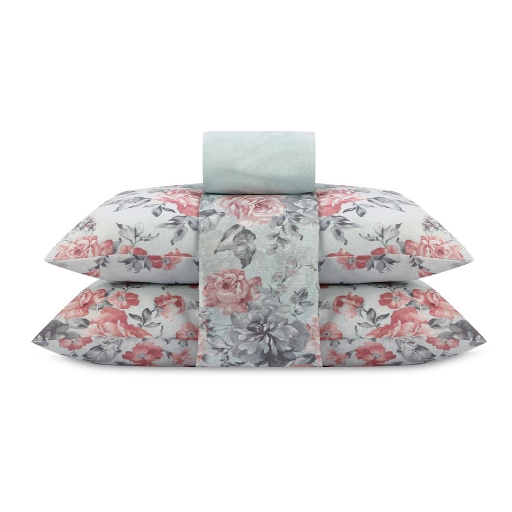 Jogo de Cama Casal Napoli Havan Casa 4 pçs - Suela Flowers Verde