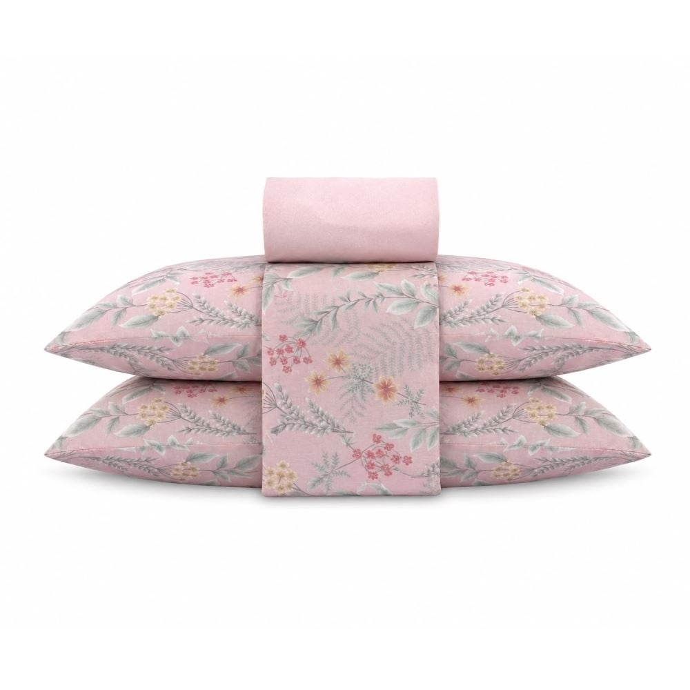 Jogo de Cama Casal Napoli Havan Casa 4 pçs - Iris Flowers Rose