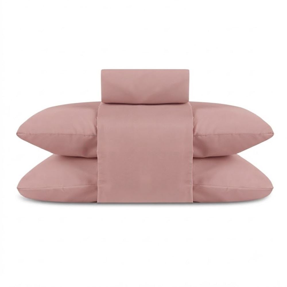 Jogo de Cama Casal Percal Buona Fortuna 4 pçs - Rosa Liso Novo