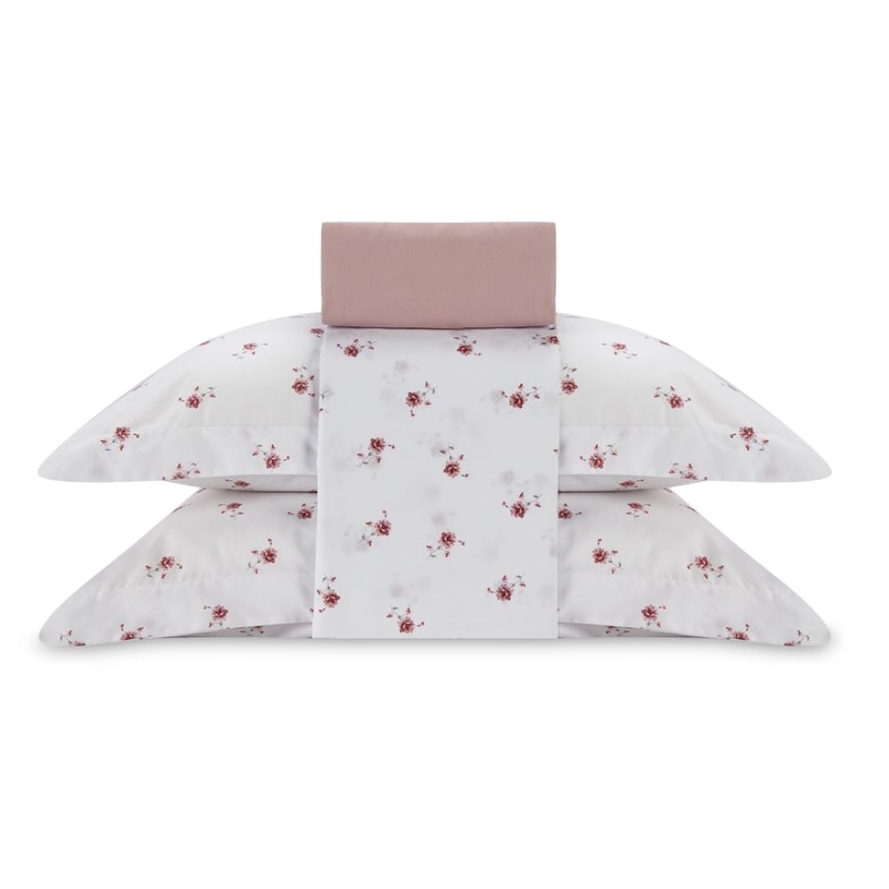Jogo de Cama Casal Percal Buona Fortuna 4 pçs - Violet Rosa
