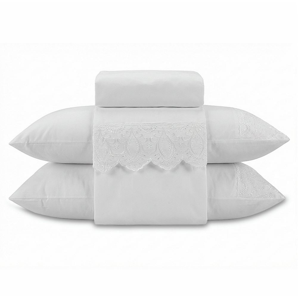 Jogo de Cama King Imperial com Renda 4 pçs Havan Casa - Branco