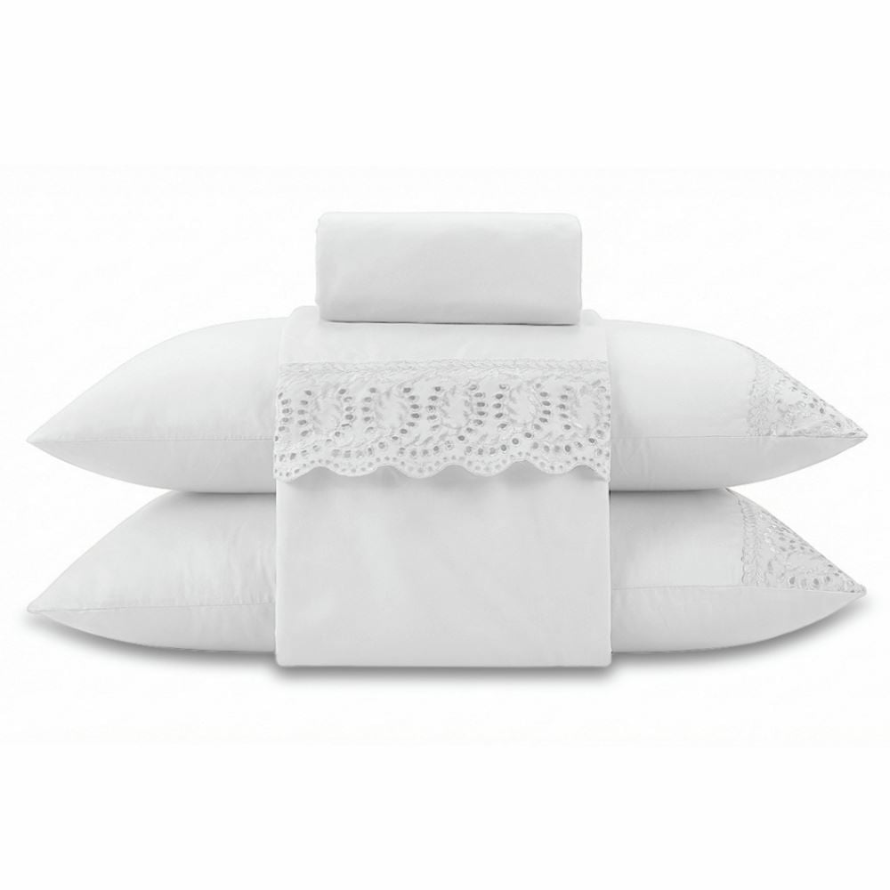Jogo de Cama King Imperial com Renda Havan Casa 4 pçs - Branco