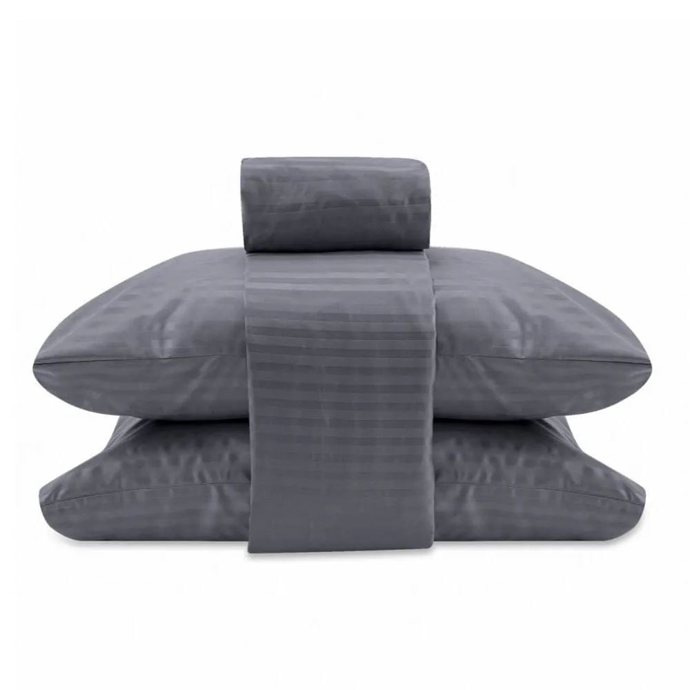 Jogo de Cama King Stripe Provence Havan Casa 4 pçs - Cinza
