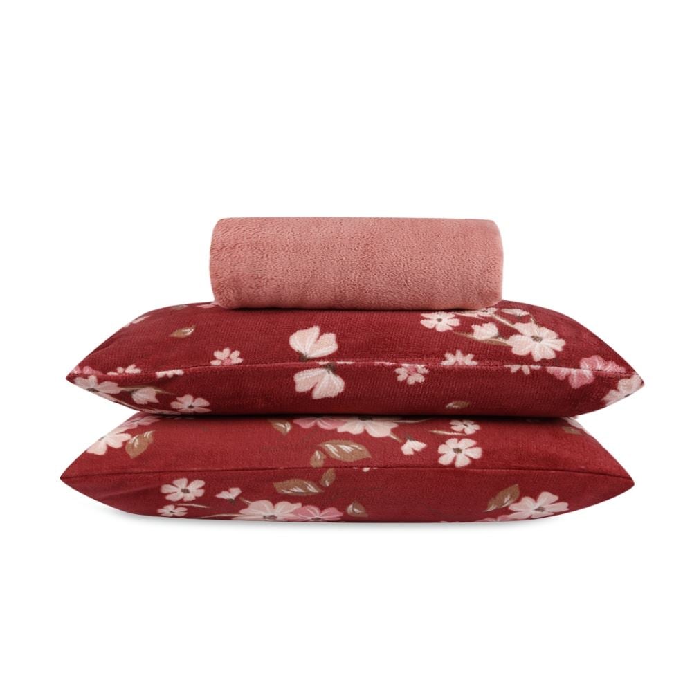 Jogo de Cama Plush Provence Casal 3 pçs Havan Casa - Nina Floral Rosa