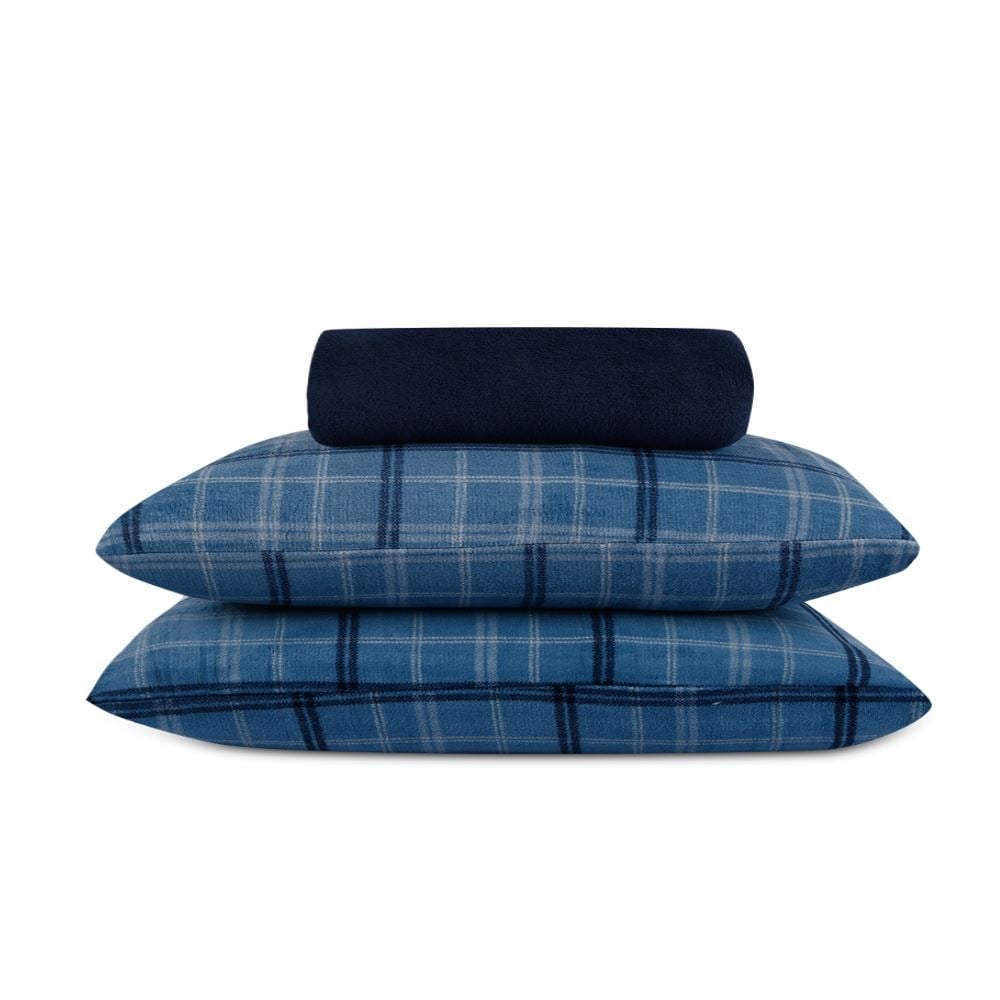 Jogo de Cama Plush Provence Casal 3 pçs Havan Casa - Enzo Azul
