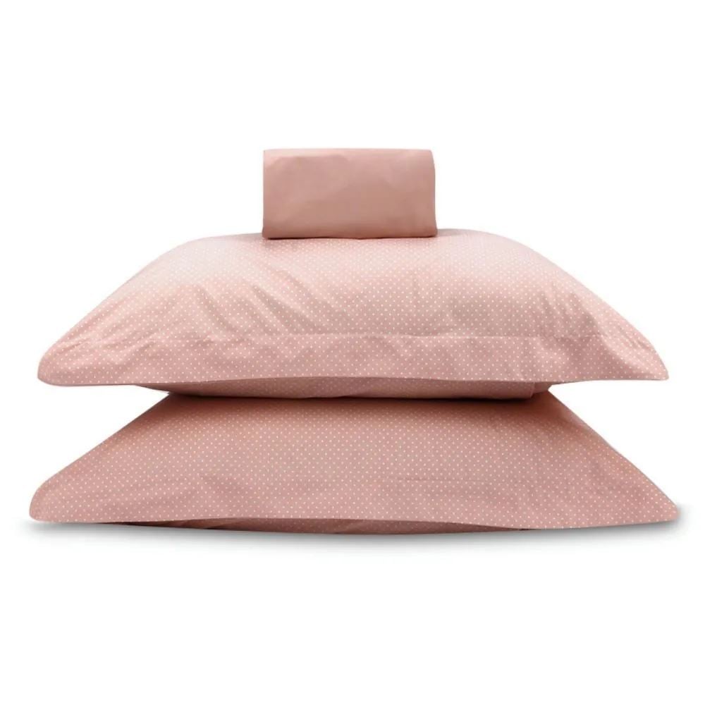 Jogo de Cama Queen 100% Algodão Buona Fortuna 3 Peças - Poa Rosa