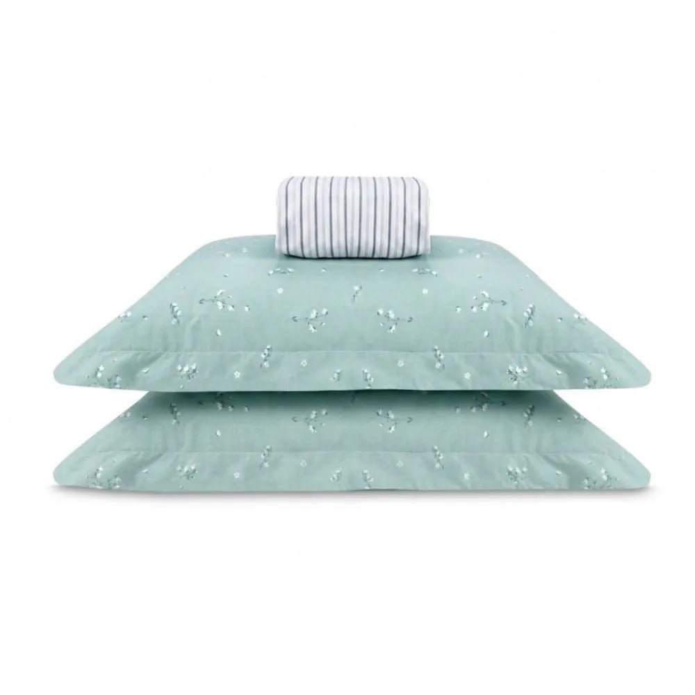Jogo de Cama Queen 100% Algodão Buona Fortuna 3 Peças - Iris Listra Verde
