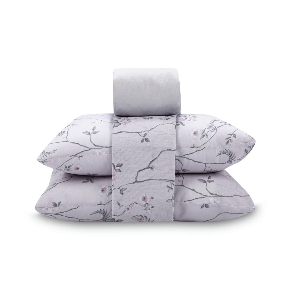 Jogo de Cama Queen 100% Algodão Royale 4 Peças - Soraia Flowers Bege
