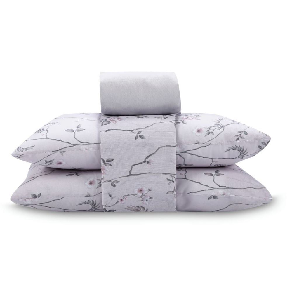 Jogo de Cama Queen 100% Algodão Royale 4 Peças - Soraia Flowers Bege
