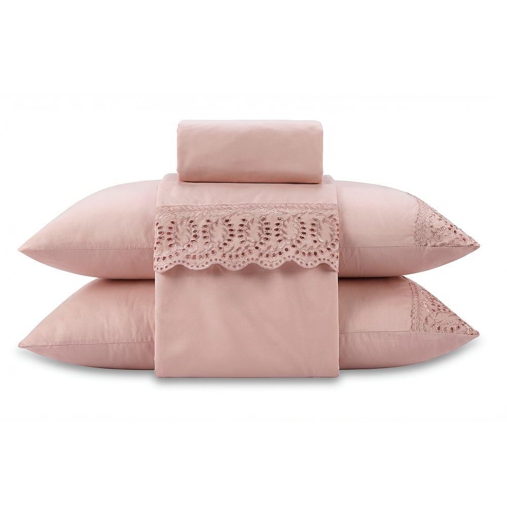 Jogo de Cama Queen com Renda Havan Casa 4 pçs - Rosa