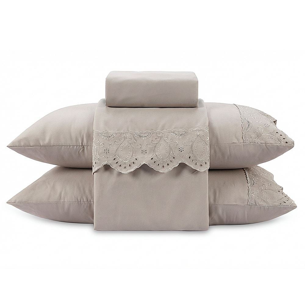 Jogo de Cama Queen Imperial com Renda Havan Casa 4 pçs - Bege