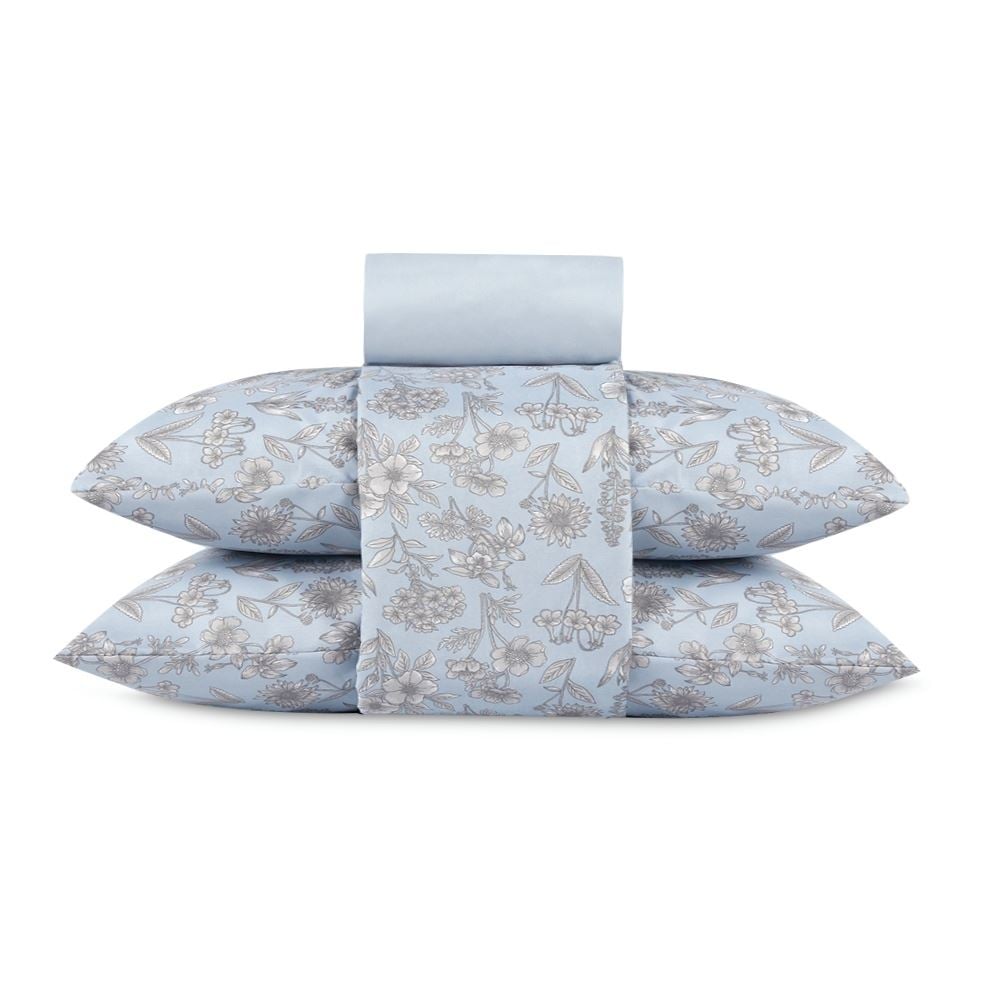 Jogo de Cama Queen Elegance Havan Casa 4 pçs - Blossom Flowers Azul
