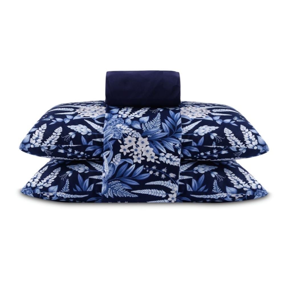 Jogo de Cama Queen Elegance Havan Casa 4 pçs - Elegance Flowers Marinho