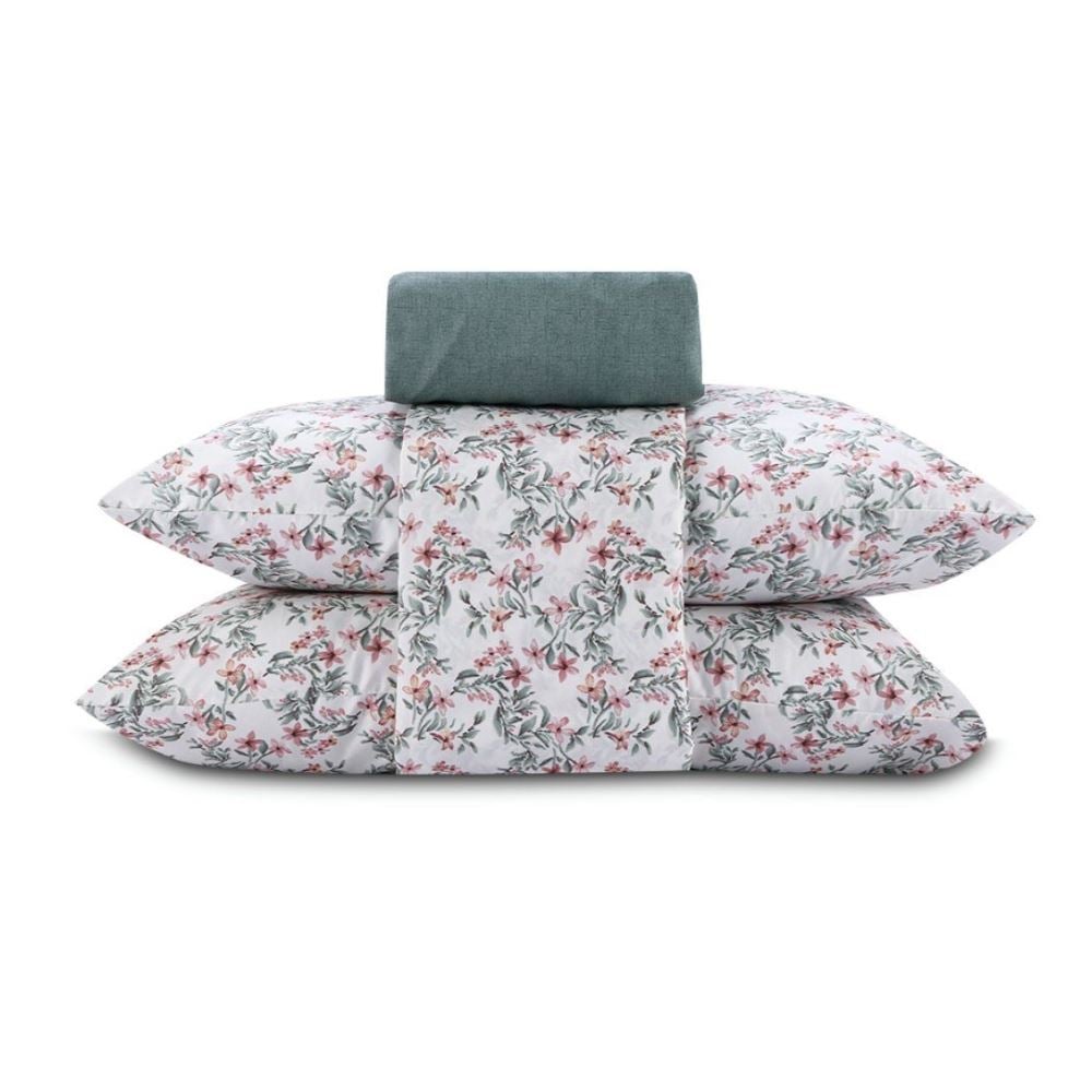 Jogo de Cama Queen Elegance Havan Casa 4 pçs - Elise Flowers Verde