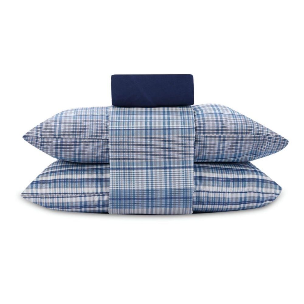 Jogo de Cama Queen Elegance Havan Casa 4 pçs - Jack Xadrez Azul