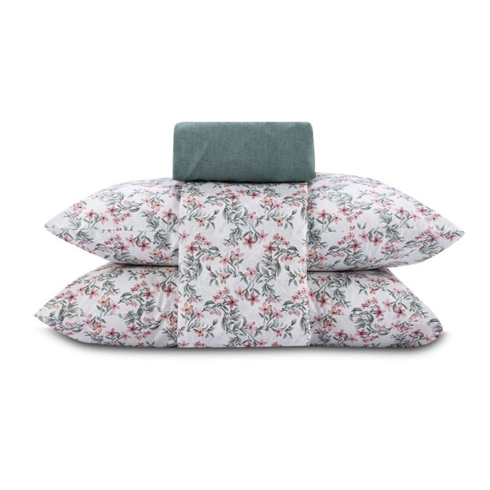 Jogo de Cama Queen Elegance Havan Casa 4 pçs - Elise Flowers Verde