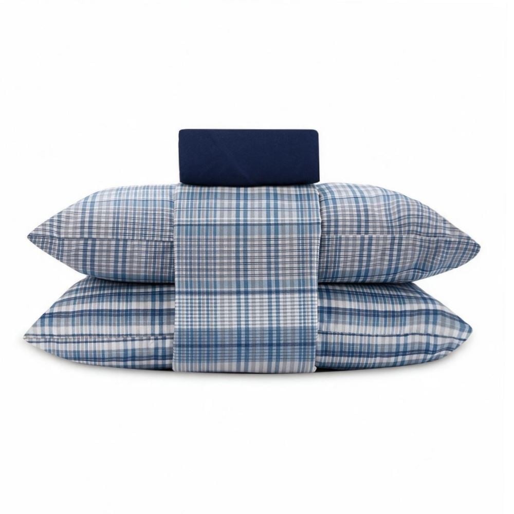 Jogo de Cama Queen Elegance Havan Casa 4 pçs - Jack Xadrez Azul