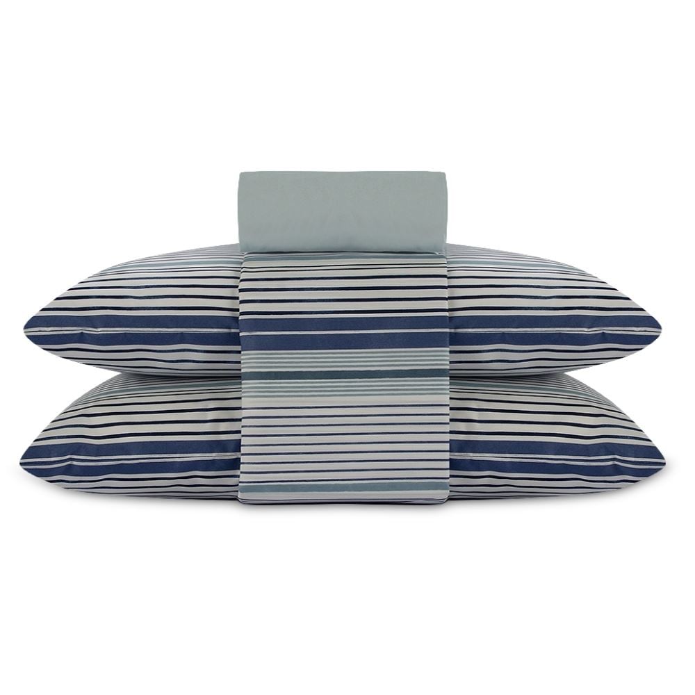 Jogo de Cama Queen Elegance Havan Casa 4 pçs - Toni Listra Azul