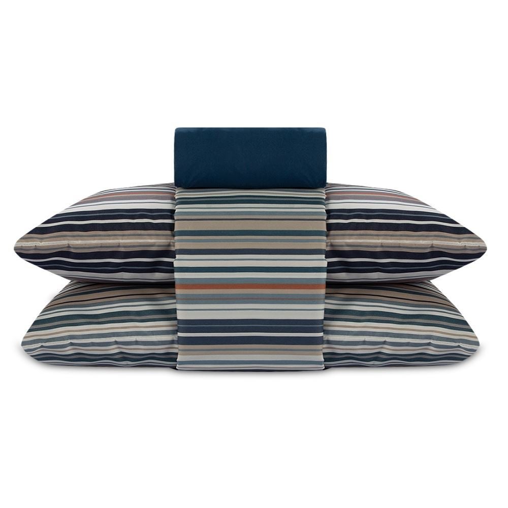 Jogo de Cama Queen Elegance Havan Casa 4 pçs - Laços Listra Azul