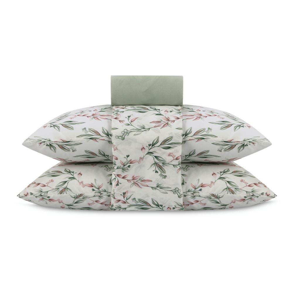 Jogo de Cama Queen Napoli Havan Casa 4 pçs - Olivia Folhas Verdes