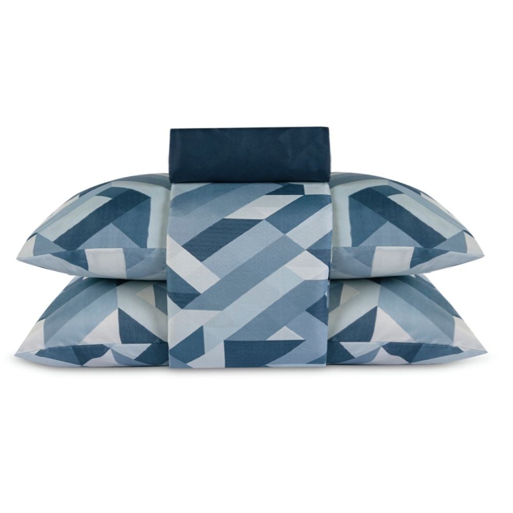 Jogo de Cama Queen Napoli Havan Casa 4 pçs - Arqui Azul