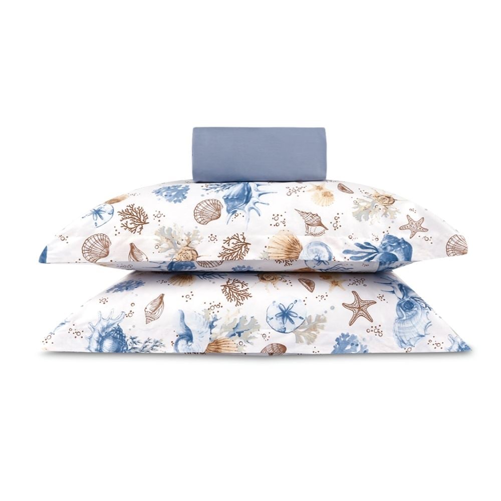 Jogo de Cama Queen Percal Buona Fortuna 3 pçs - Acqua Azul Novo