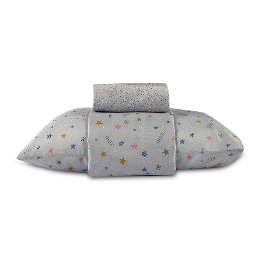  Jogo de Cama Solteiro 150 Fios Havan Kids 3 pçs - Aster Star Cinza