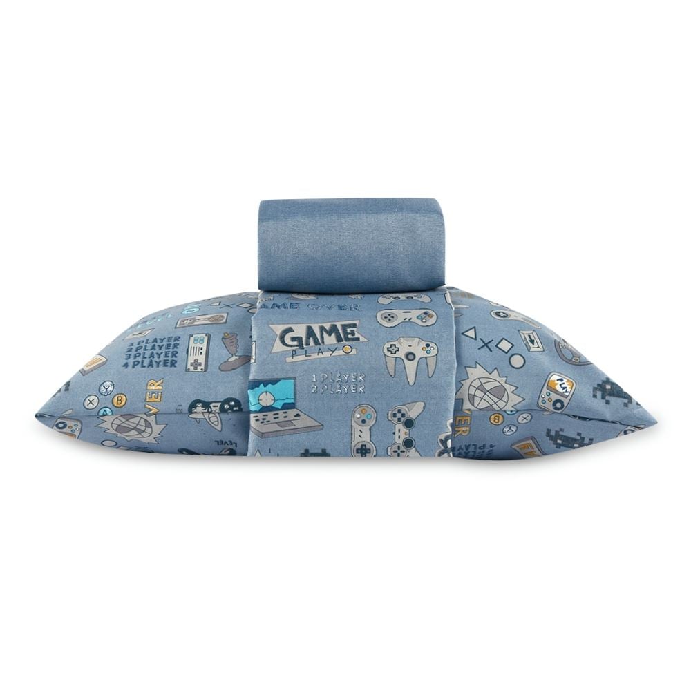  Jogo de Cama Solteiro 150 Fios Havan Kids 3 pçs - Gaming Azul
