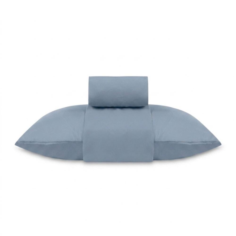Jogo de Cama Solteiro Micro Percal Liso Havan Casa 3 Peças - Azul