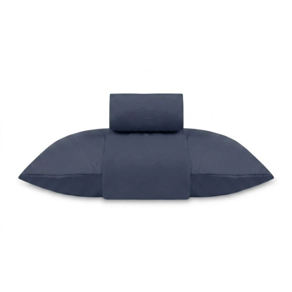 Jogo de Cama Solteiro Micro Percal Liso Havan Casa 3 Peças - Azul Marinho