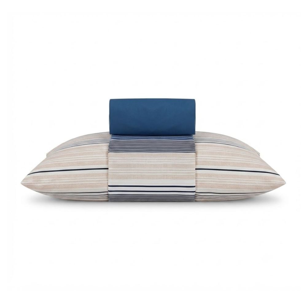Jogo de Cama Solteiro Micropercal Havan Casa 3 pçs - Artesano Listra Azul