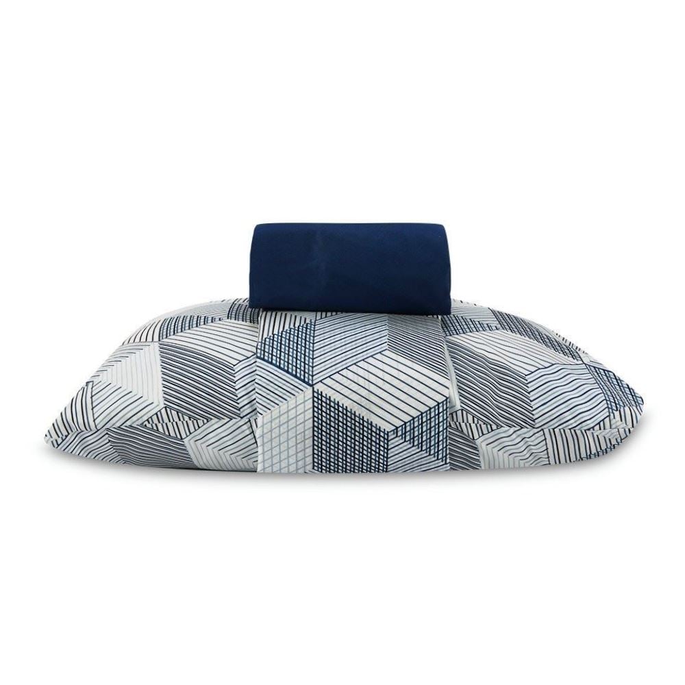 Jogo de Cama Solteiro Napoli Havan Casa 3 Peças - Cubos Geométricos Azul